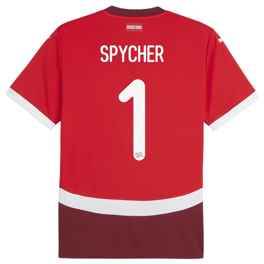 Kinder Schweiz Tim Spycher #1 Rot Heimtrikot Trikot 24-26 T-Shirt