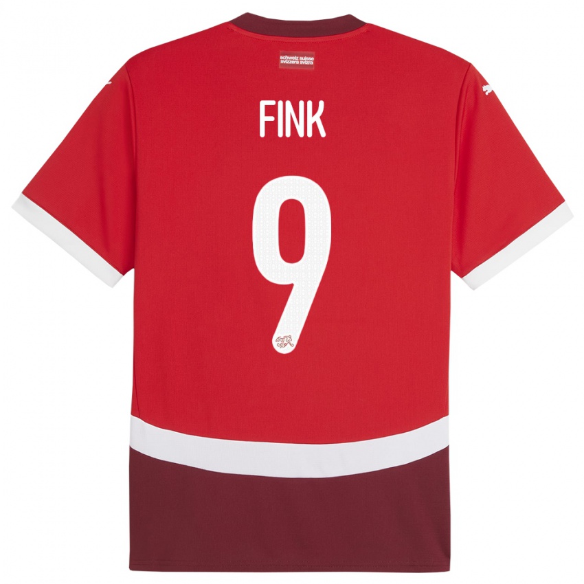 Kinder Schweiz Bradley Fink #9 Rot Heimtrikot Trikot 24-26 T-Shirt