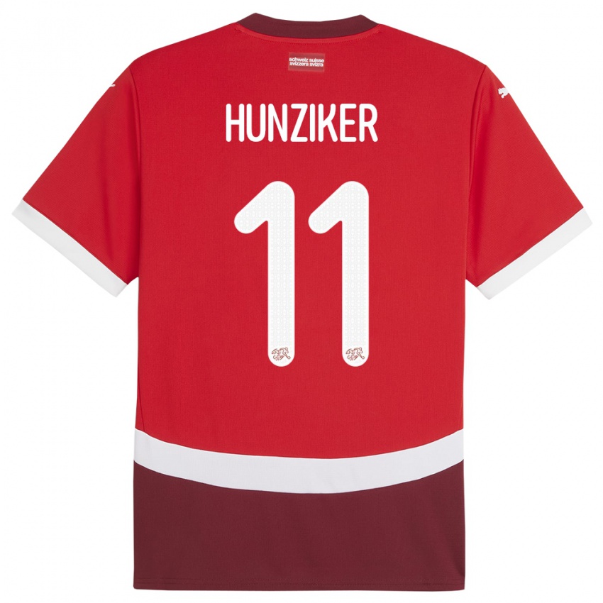 Kinder Schweiz Andrin Hunziker #11 Rot Heimtrikot Trikot 24-26 T-Shirt