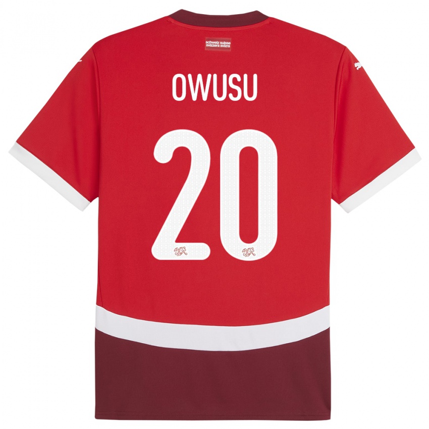 Kinder Schweiz Tyron Owusu #20 Rot Heimtrikot Trikot 24-26 T-Shirt