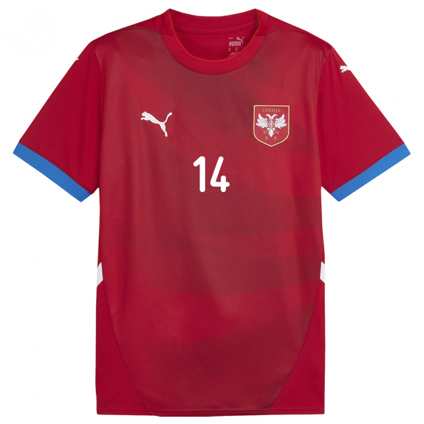 Kinder Serbien Vesna Milivojevic #14 Rot Heimtrikot Trikot 24-26 T-Shirt