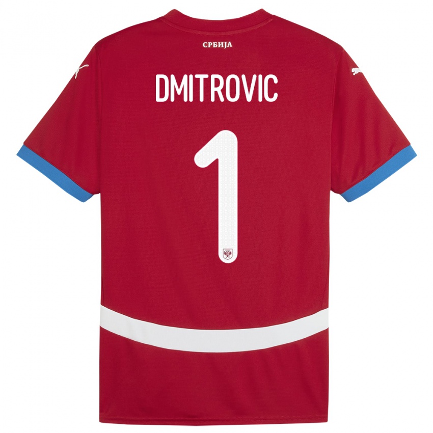 Kinder Serbien Marko Dmitrovic #1 Rot Heimtrikot Trikot 24-26 T-Shirt