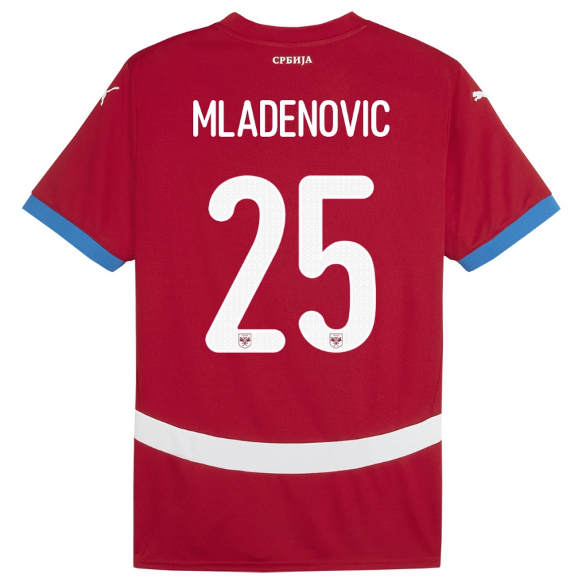 Kinder Serbien Filip Mladenovic #25 Rot Heimtrikot Trikot 24-26 T-Shirt