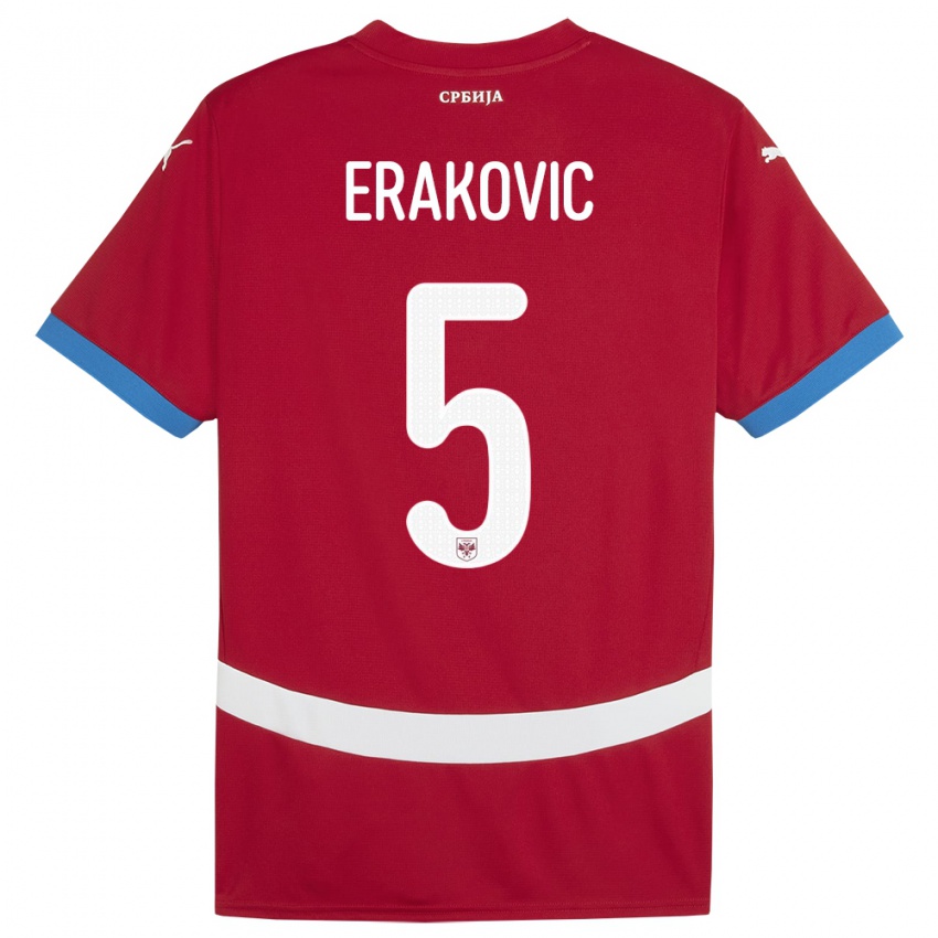 Kinder Serbien Strahinja Erakovic #5 Rot Heimtrikot Trikot 24-26 T-Shirt