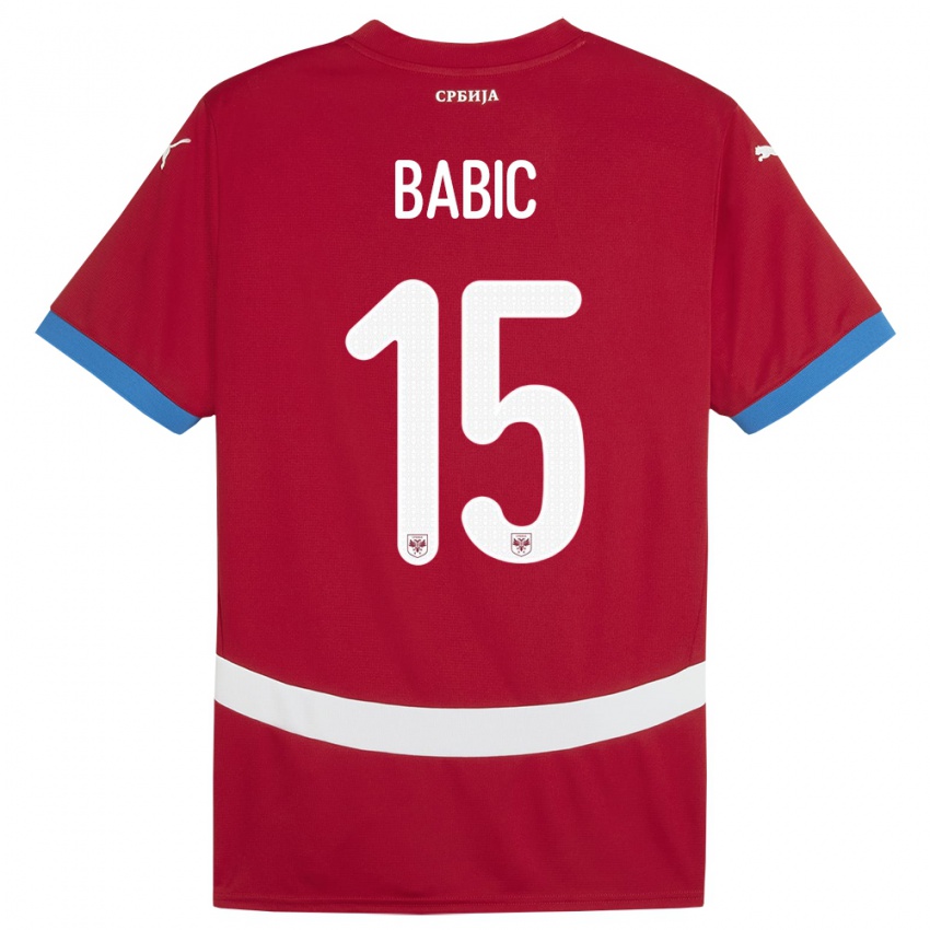 Kinder Serbien Srdjan Babic #15 Rot Heimtrikot Trikot 24-26 T-Shirt