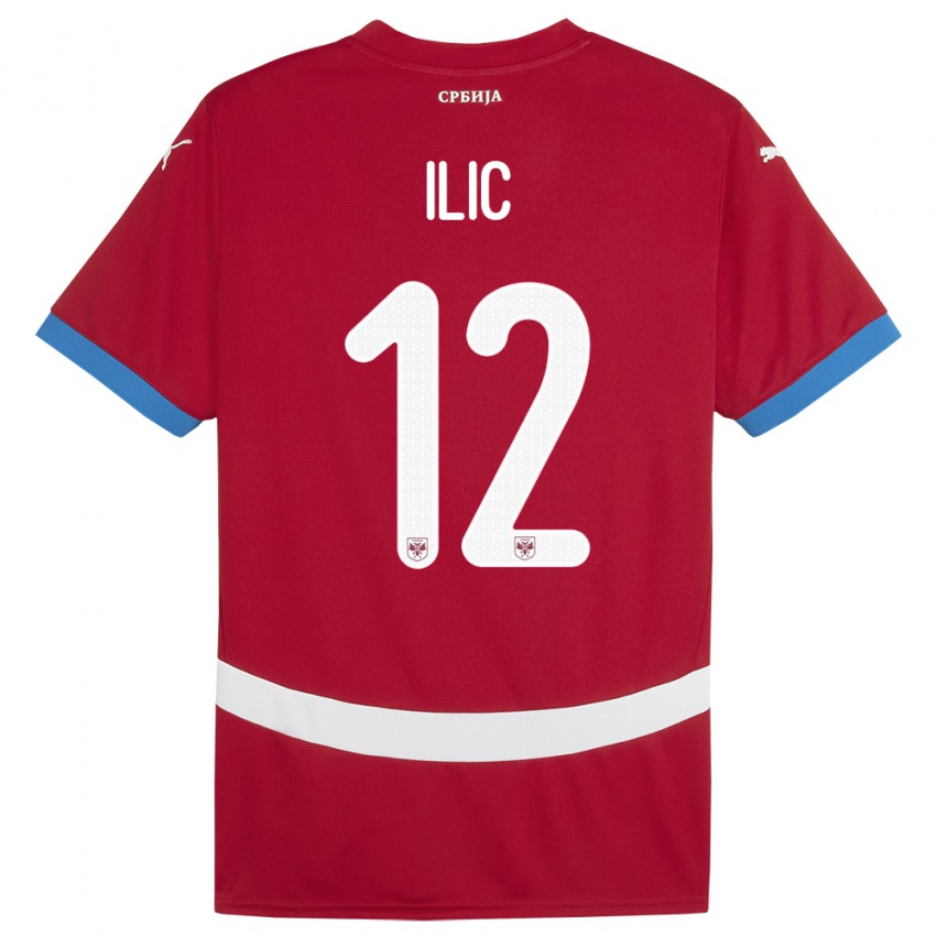 Kinder Serbien Marko Ilic #12 Rot Heimtrikot Trikot 24-26 T-Shirt