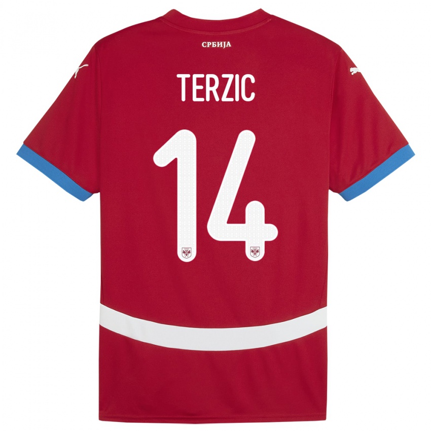 Kinder Serbien Aleksa Terzic #14 Rot Heimtrikot Trikot 24-26 T-Shirt