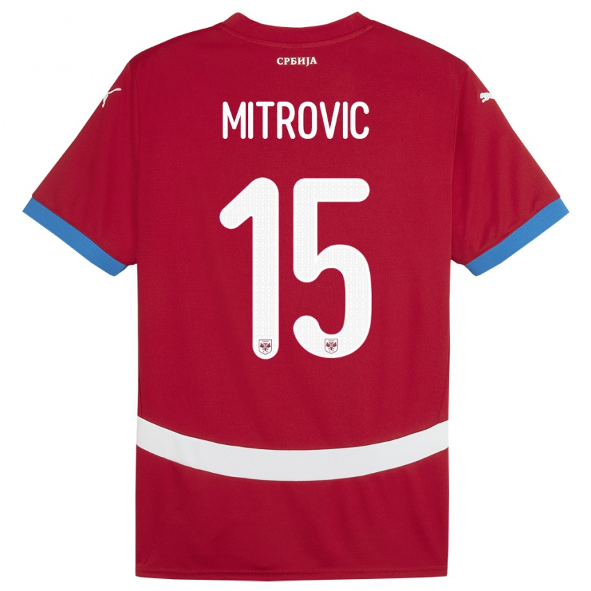 Kinder Serbien Stefan Mitrovic #15 Rot Heimtrikot Trikot 24-26 T-Shirt