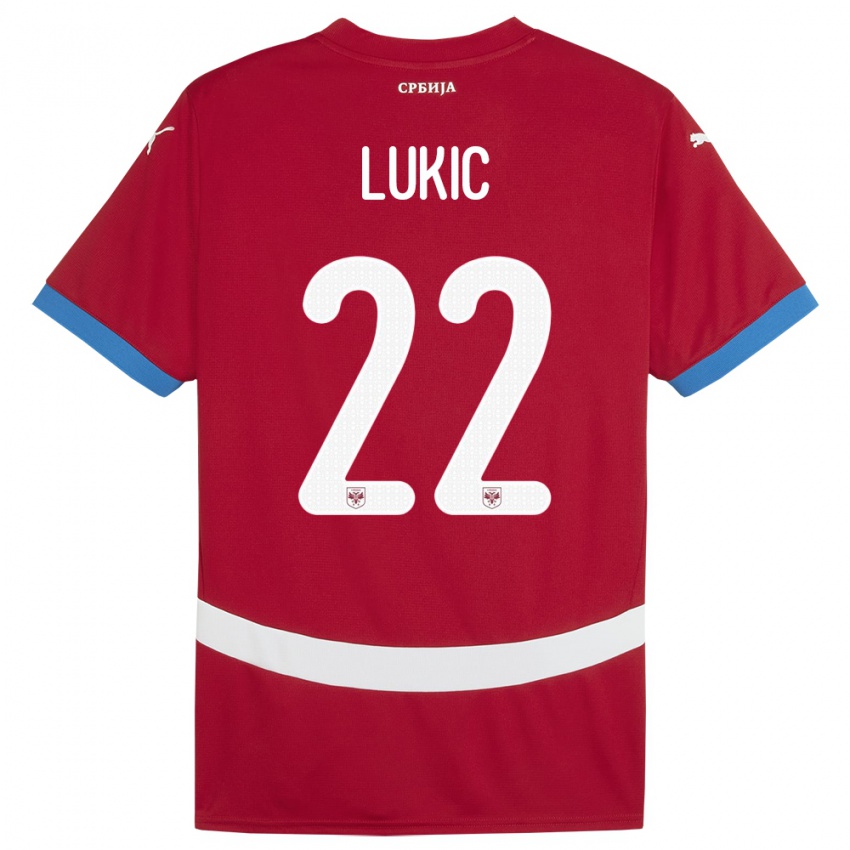 Kinder Serbien Sasa Lukic #22 Rot Heimtrikot Trikot 24-26 T-Shirt