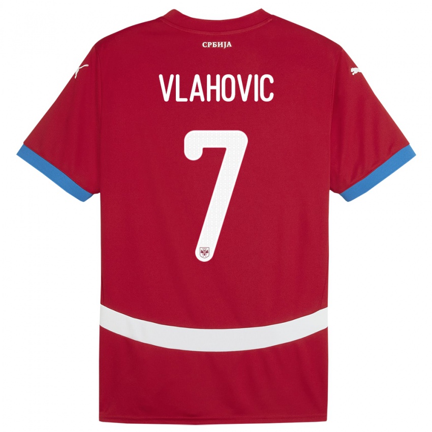 Kinder Serbien Dusan Vlahovic #7 Rot Heimtrikot Trikot 24-26 T-Shirt