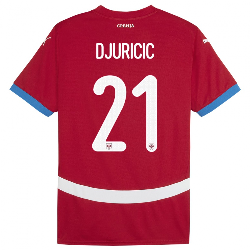 Kinder Serbien Filip Djuricic #21 Rot Heimtrikot Trikot 24-26 T-Shirt