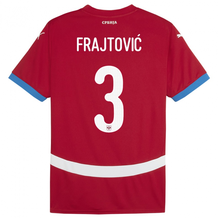 Kinder Serbien Andela Frajtovic #3 Rot Heimtrikot Trikot 24-26 T-Shirt