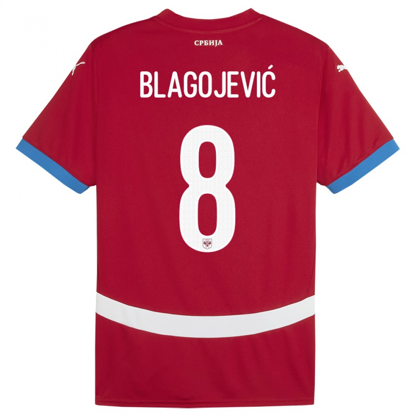 Kinder Serbien Dina Blagojevic #8 Rot Heimtrikot Trikot 24-26 T-Shirt