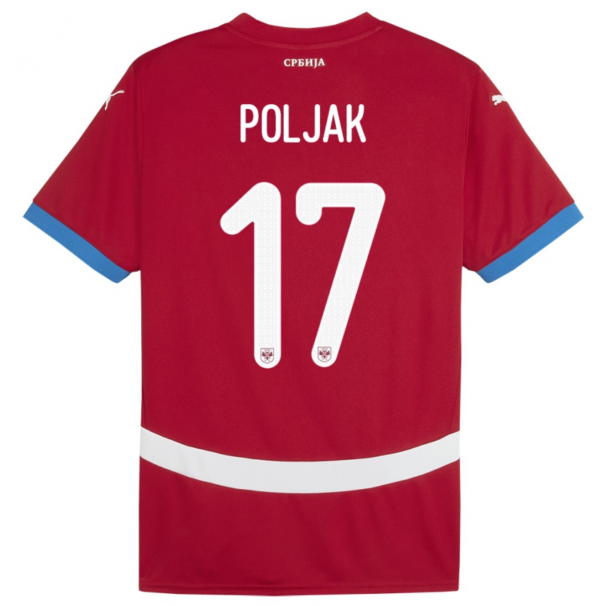 Kinder Serbien Allegra Poljak #17 Rot Heimtrikot Trikot 24-26 T-Shirt