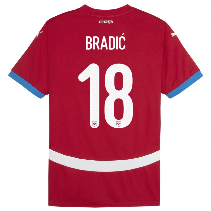 Kinder Serbien Biljana Bradic #18 Rot Heimtrikot Trikot 24-26 T-Shirt