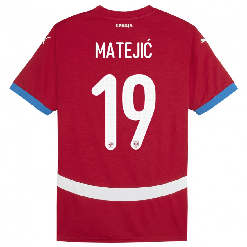 Kinder Serbien Nina Matejic #19 Rot Heimtrikot Trikot 24-26 T-Shirt