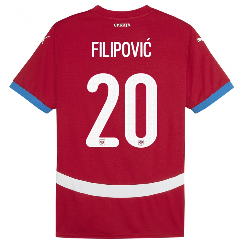 Kinder Serbien Tijana Filipovic #20 Rot Heimtrikot Trikot 24-26 T-Shirt