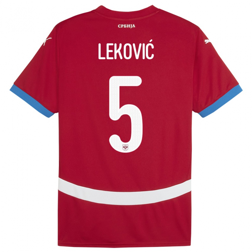 Kinder Serbien Stefan Lekovic #5 Rot Heimtrikot Trikot 24-26 T-Shirt