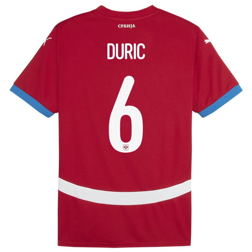 Kinder Serbien Andrej Duric #6 Rot Heimtrikot Trikot 24-26 T-Shirt