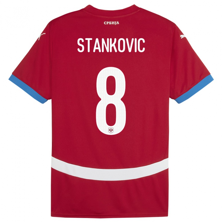 Kinder Serbien Nikola Stankovic #8 Rot Heimtrikot Trikot 24-26 T-Shirt