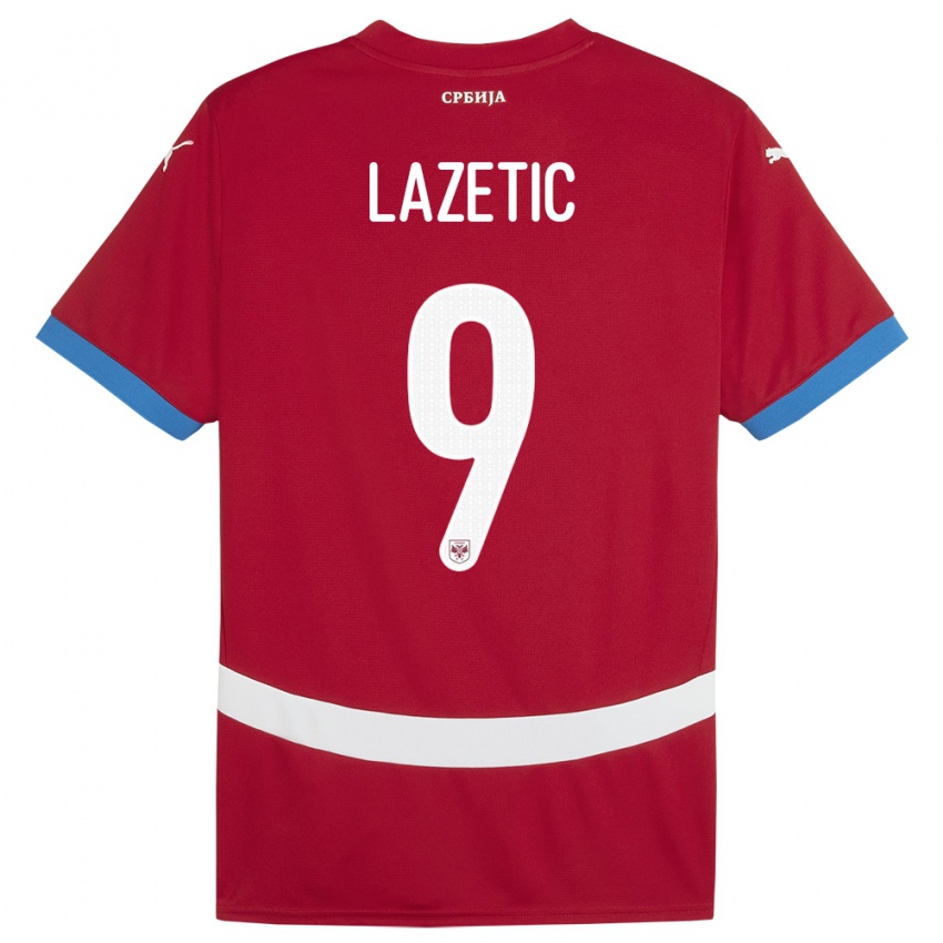 Kinder Serbien Marko Lazetic #9 Rot Heimtrikot Trikot 24-26 T-Shirt