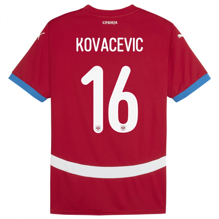 Kinder Serbien Bojan Kovacevic #16 Rot Heimtrikot Trikot 24-26 T-Shirt