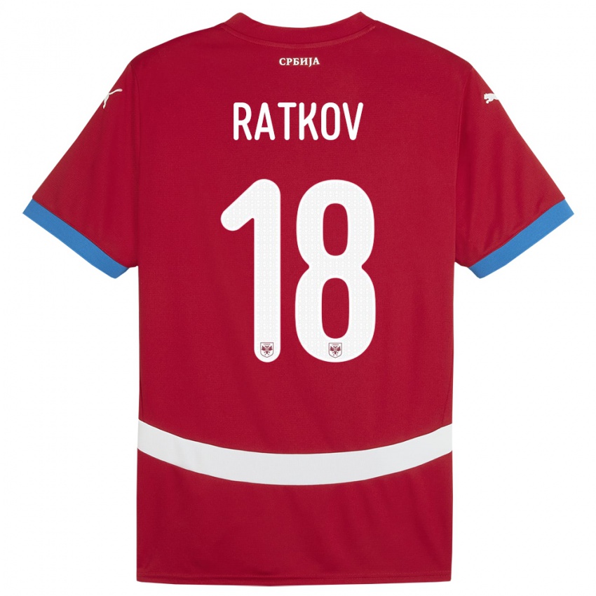 Kinder Serbien Petar Ratkov #18 Rot Heimtrikot Trikot 24-26 T-Shirt