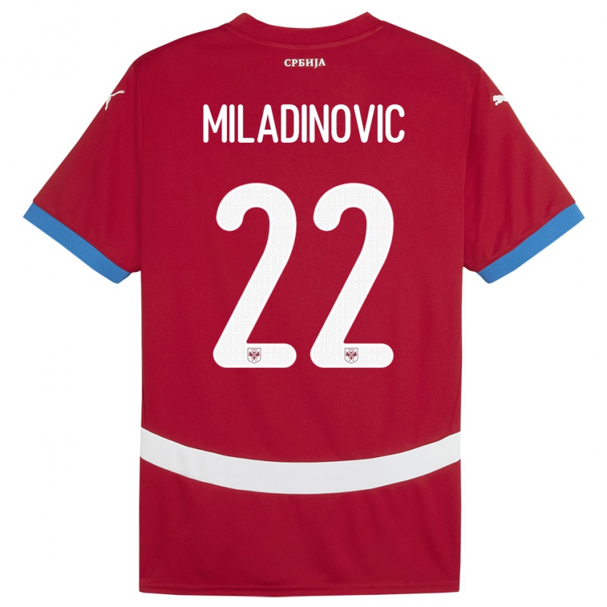 Kinder Serbien Igor Miladinovic #22 Rot Heimtrikot Trikot 24-26 T-Shirt