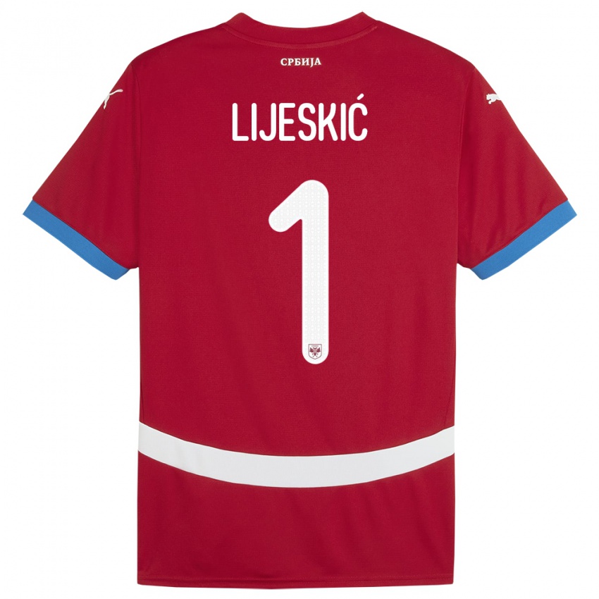 Kinder Serbien Luka Lijeskic #1 Rot Heimtrikot Trikot 24-26 T-Shirt