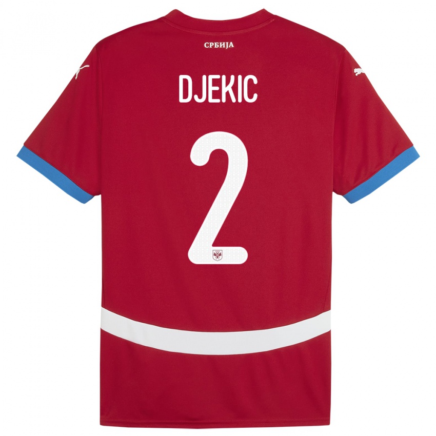 Kinder Serbien Djuro Giulio Djekic #2 Rot Heimtrikot Trikot 24-26 T-Shirt