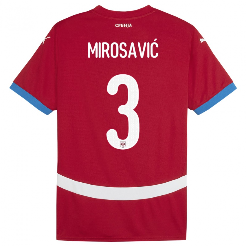 Kinder Serbien Veljko Mirosavic #3 Rot Heimtrikot Trikot 24-26 T-Shirt