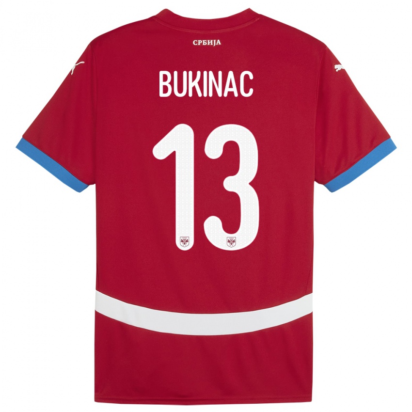 Kinder Serbien Stefan Bukinac #13 Rot Heimtrikot Trikot 24-26 T-Shirt