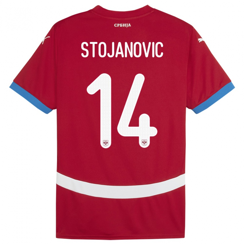 Kinder Serbien Matija Stojanovic #14 Rot Heimtrikot Trikot 24-26 T-Shirt