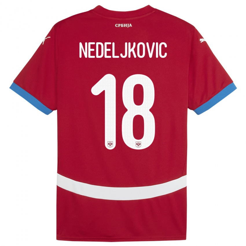 Kinder Serbien Kosta Nedeljkovic #18 Rot Heimtrikot Trikot 24-26 T-Shirt