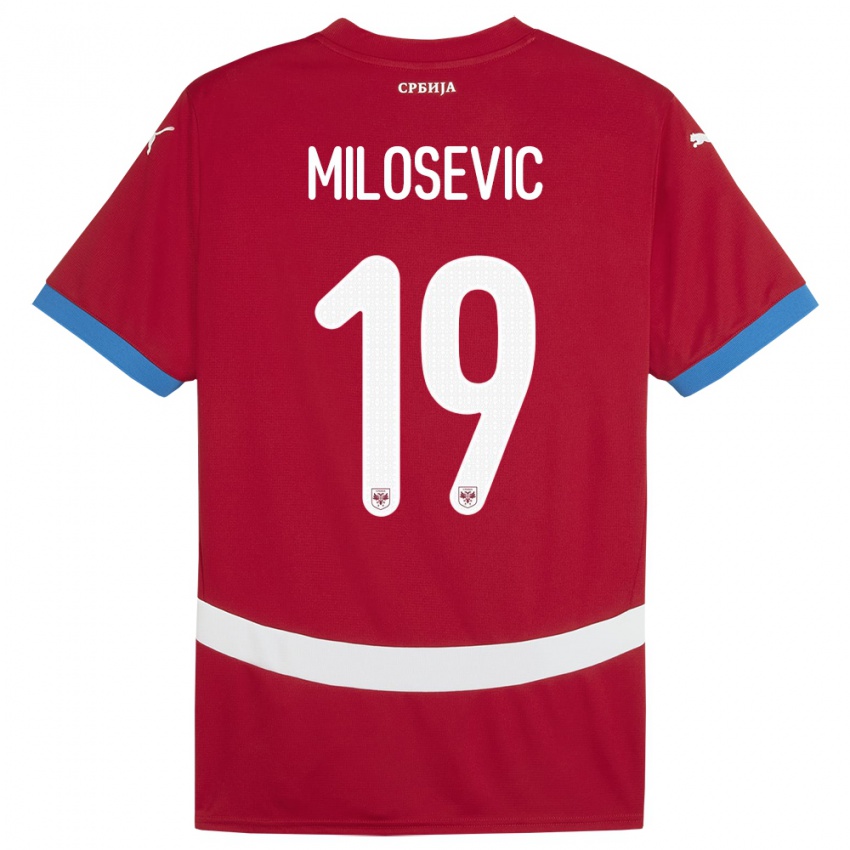 Kinder Serbien Jovan Milosevic #19 Rot Heimtrikot Trikot 24-26 T-Shirt