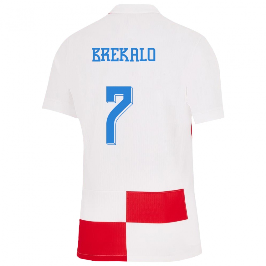 Kinder Kroatien Josip Brekalo #7 Weiß Rot Heimtrikot Trikot 24-26 T-Shirt