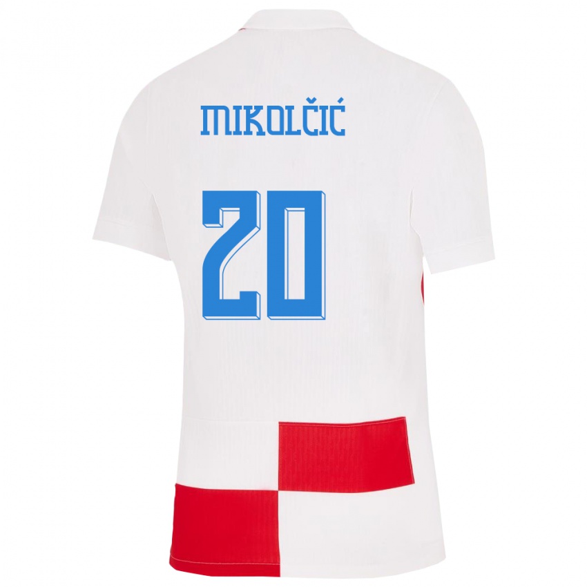 Kinder Kroatien Simun Mikolcic #20 Weiß Rot Heimtrikot Trikot 24-26 T-Shirt