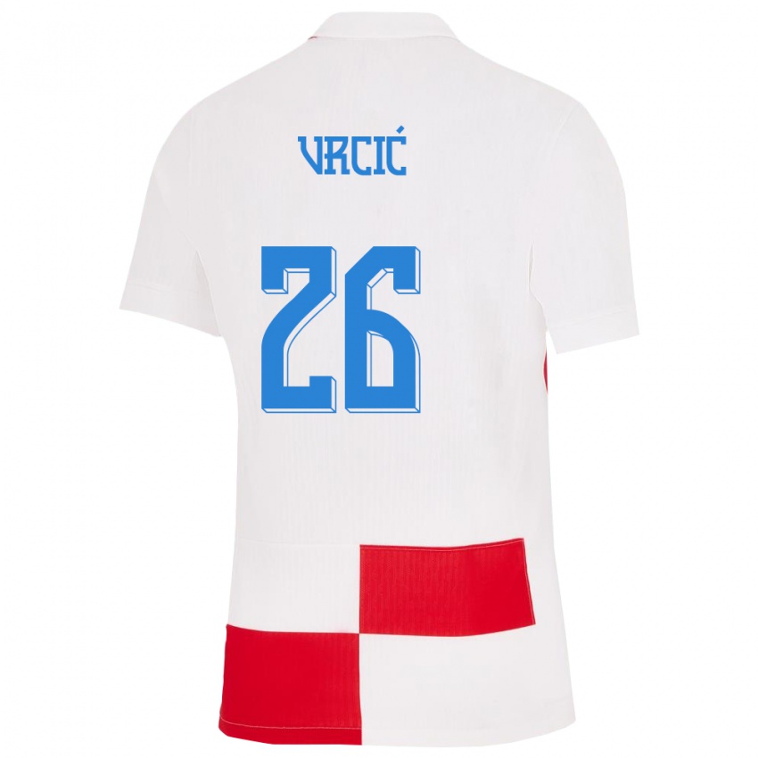 Kinder Kroatien Jere Vrcic #26 Weiß Rot Heimtrikot Trikot 24-26 T-Shirt