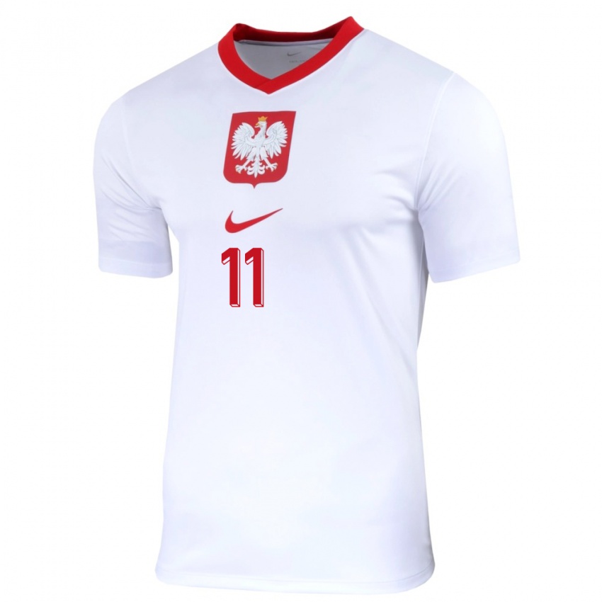 Kinder Polen Kamil Grosicki #11 Weiß Heimtrikot Trikot 24-26 T-Shirt