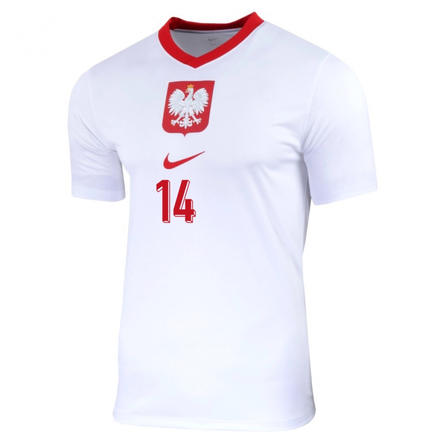 Kinder Polen Jakub Kiwior #14 Weiß Heimtrikot Trikot 24-26 T-Shirt