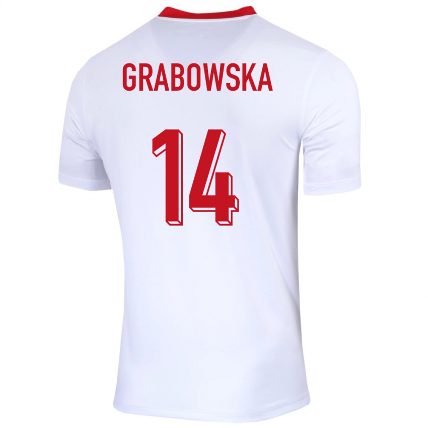 Kinder Polen Dominika Grabowska #14 Weiß Heimtrikot Trikot 24-26 T-Shirt