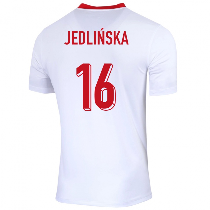 Kinder Polen Klaudia Jedlinska #16 Weiß Heimtrikot Trikot 24-26 T-Shirt