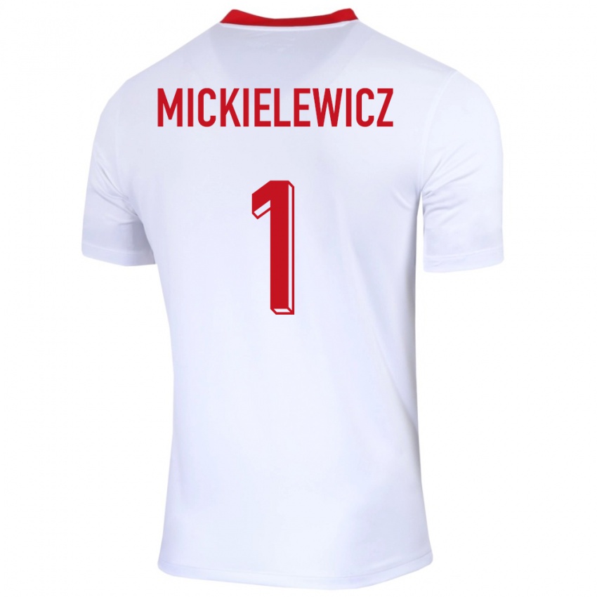 Kinder Polen Aleksander Mickielewicz #1 Weiß Heimtrikot Trikot 24-26 T-Shirt