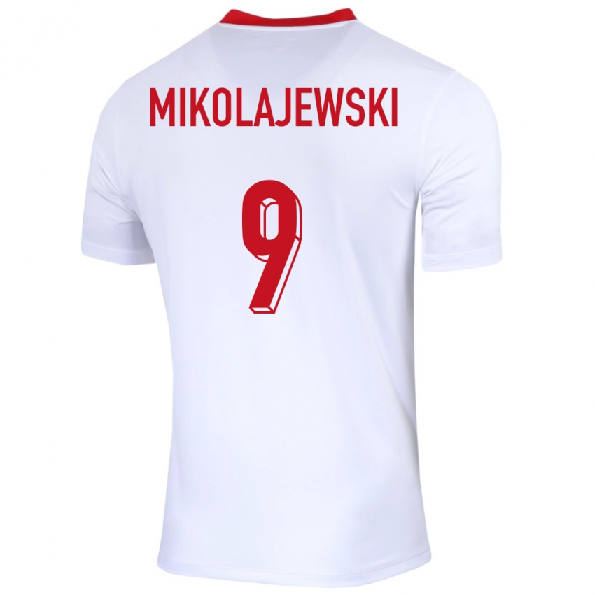 Kinder Polen Daniel Mikolajewski #9 Weiß Heimtrikot Trikot 24-26 T-Shirt