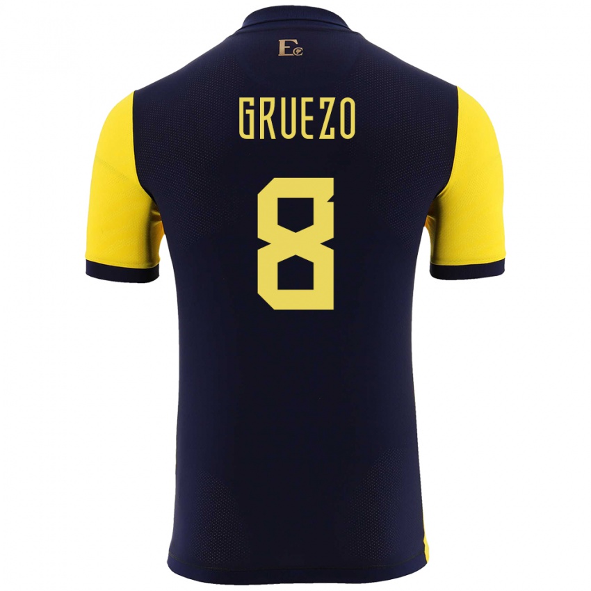 Kinder Ecuador Carlos Gruezo #8 Gelb Heimtrikot Trikot 24-26 T-Shirt