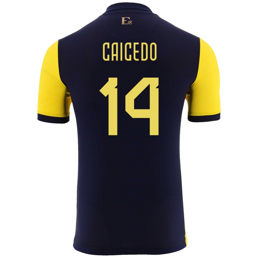 Kinder Ecuador Carina Caicedo #14 Gelb Heimtrikot Trikot 24-26 T-Shirt