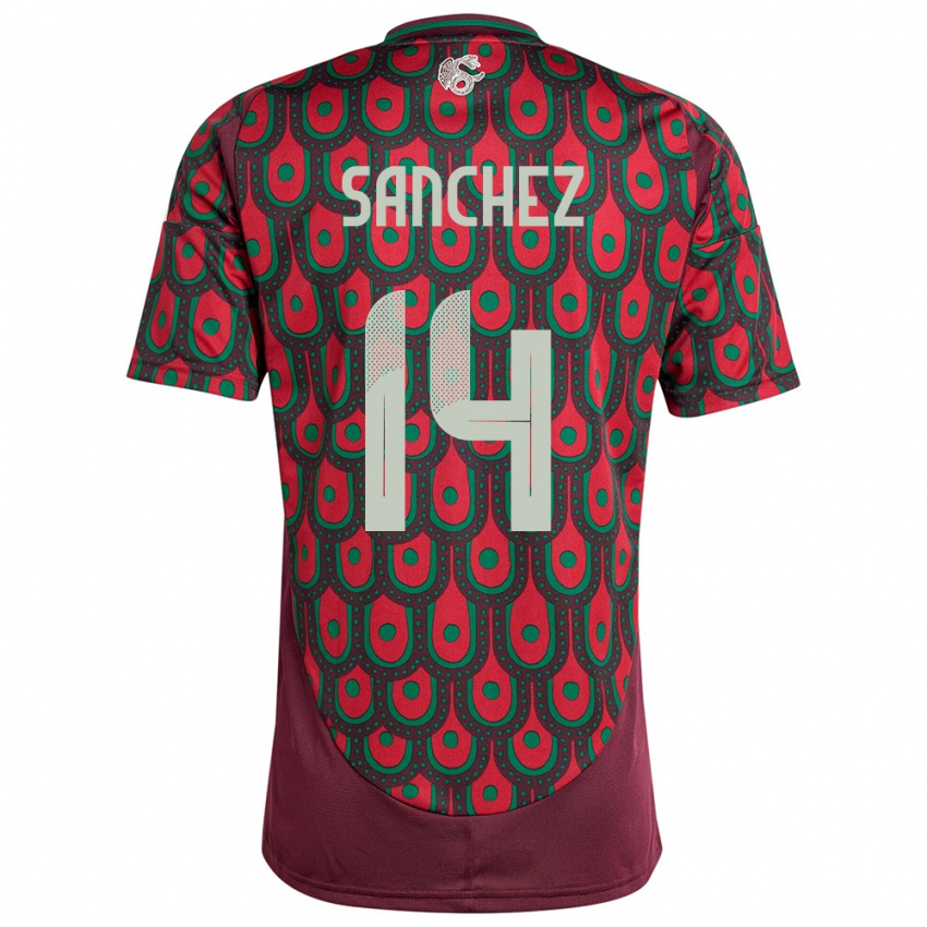 Kinder Mexiko Erick Sanchez #14 Kastanienbraun Heimtrikot Trikot 24-26 T-Shirt