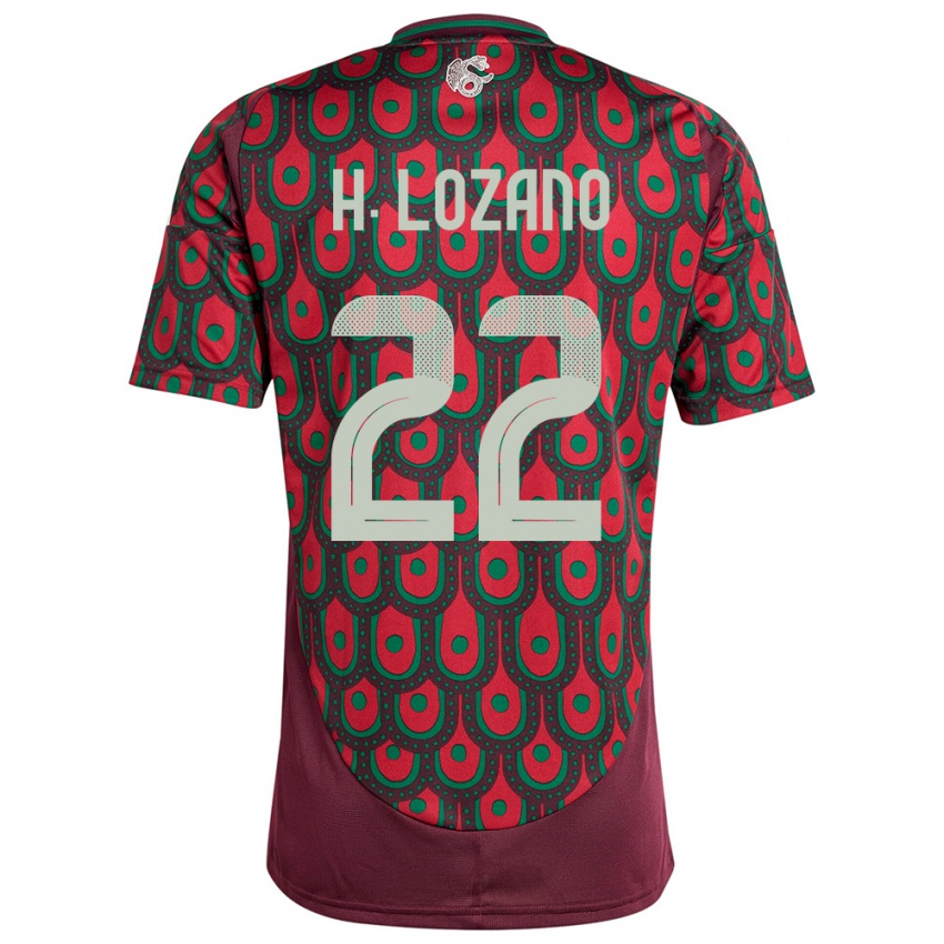 Kinder Mexiko Hirving Lozano #22 Kastanienbraun Heimtrikot Trikot 24-26 T-Shirt