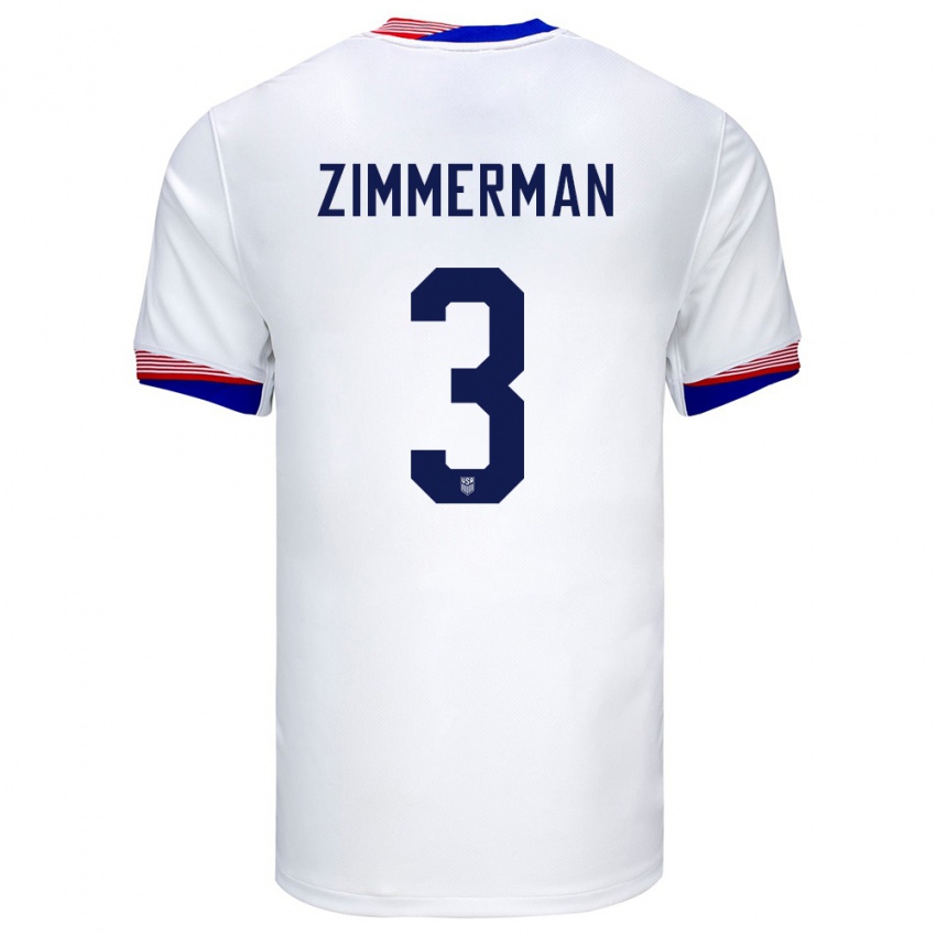 Kinder Vereinigte Staaten Walker Zimmerman #3 Weiß Heimtrikot Trikot 24-26 T-Shirt