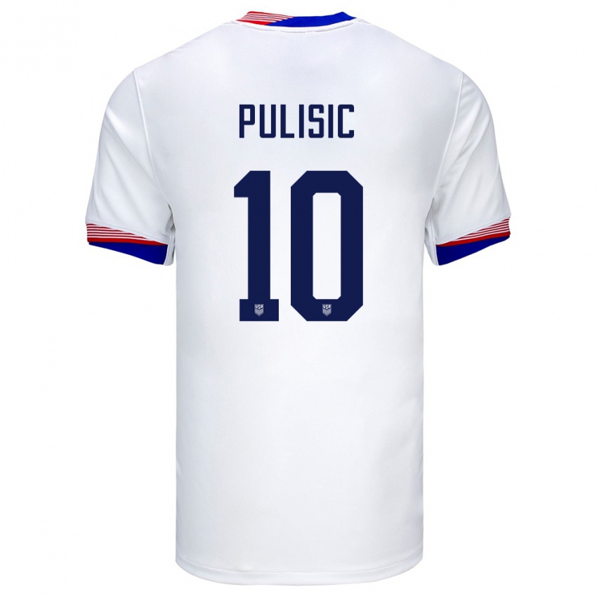 Kinder Vereinigte Staaten Christian Pulisic #10 Weiß Heimtrikot Trikot 24-26 T-Shirt